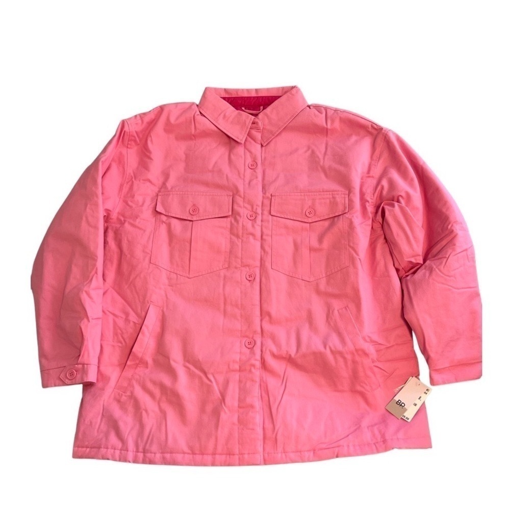 𝅺nwt BP Women’s Quilted Lined Shirt Jacket Pink Yarrow Sz Large, Button Down